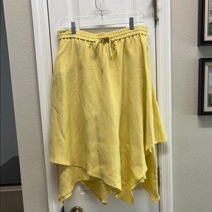 Ralph Lauren Yellow Asymmetrical Midi Skirt